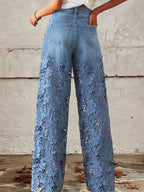 JULIANA – LACE ACCENT WIDE-LEG JEANS