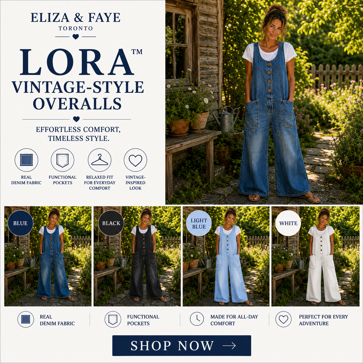 Lora™ | Vintage-Style Overalls
