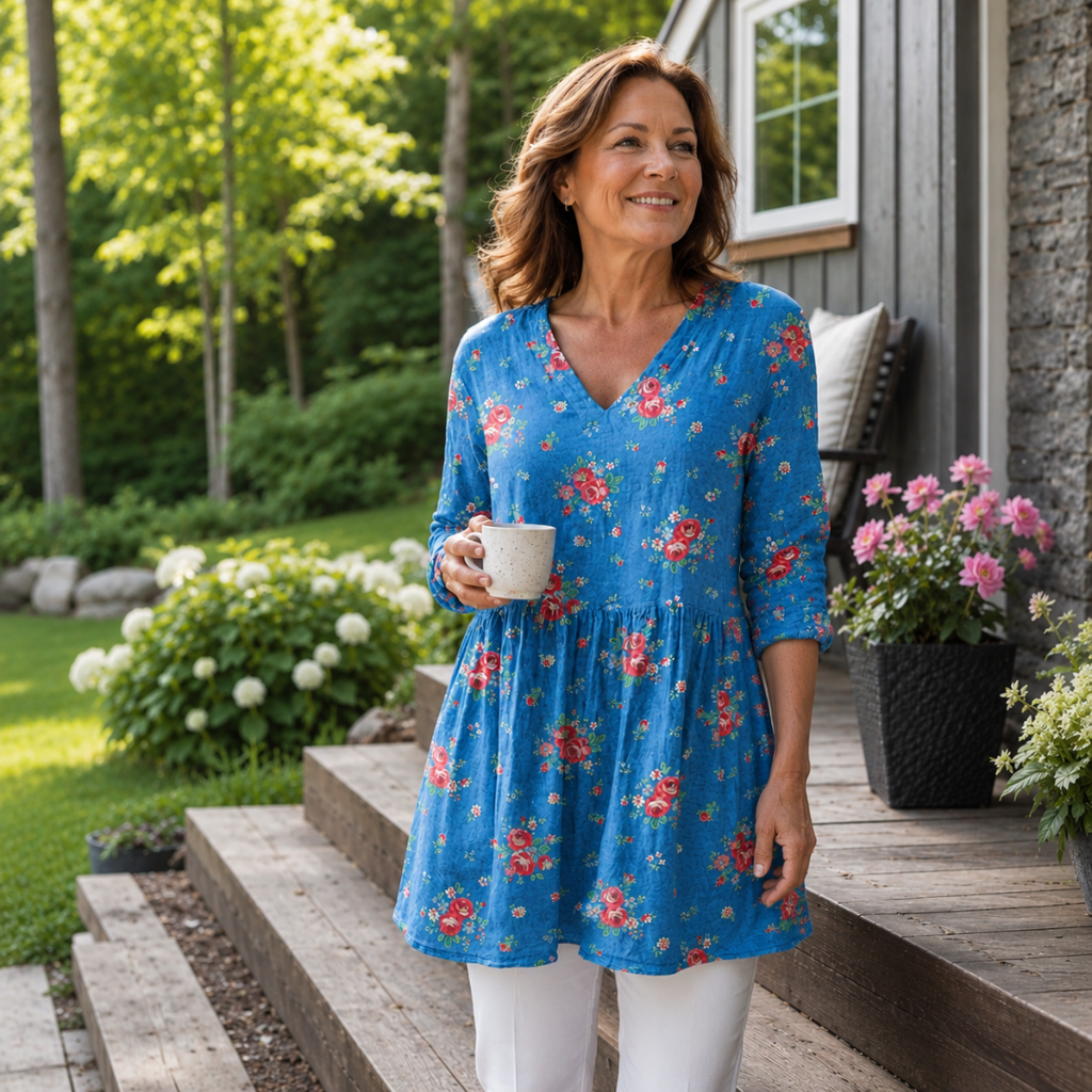 Melanie | Long Blouse with V-Neck