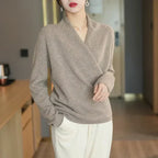 Natalie | Women’s Winter Wrap V Neck Knit Sweater