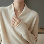 Natalie | Women’s Winter Wrap V Neck Knit Sweater