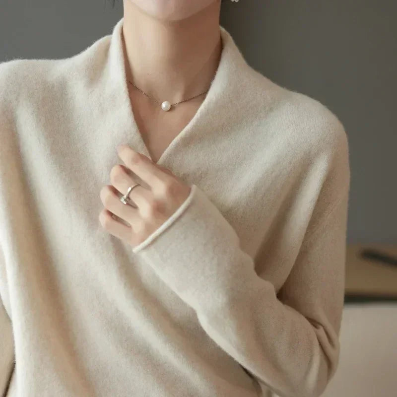 Natalie | Women’s Winter Wrap V Neck Knit Sweater
