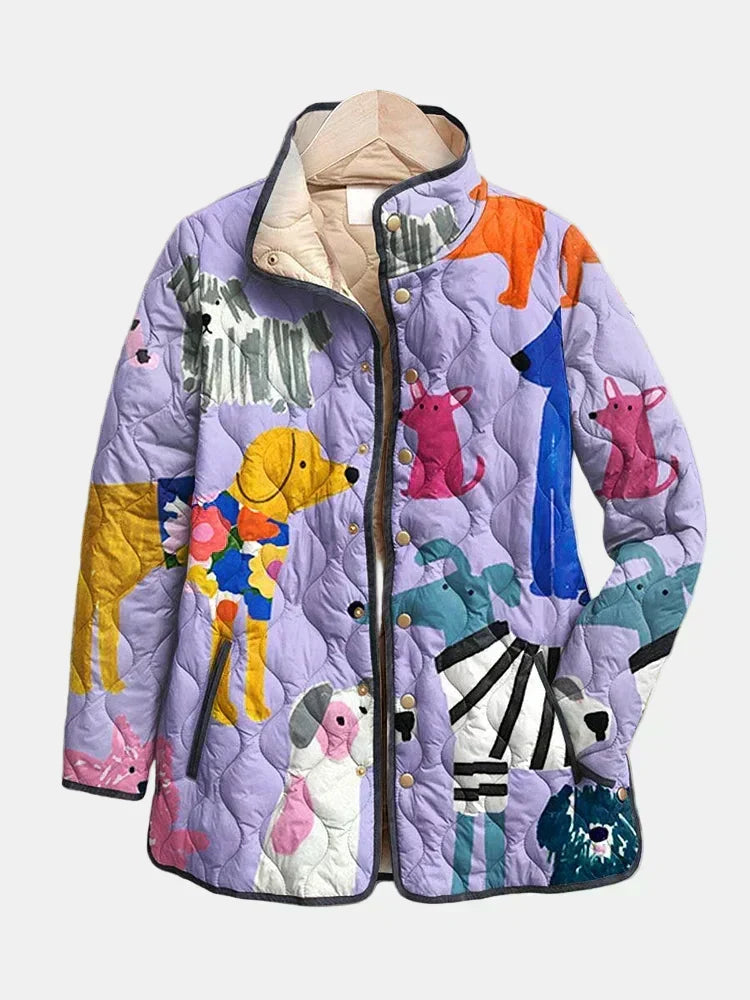 Iverie™ | Casual Quilted Jacket with Dog Print