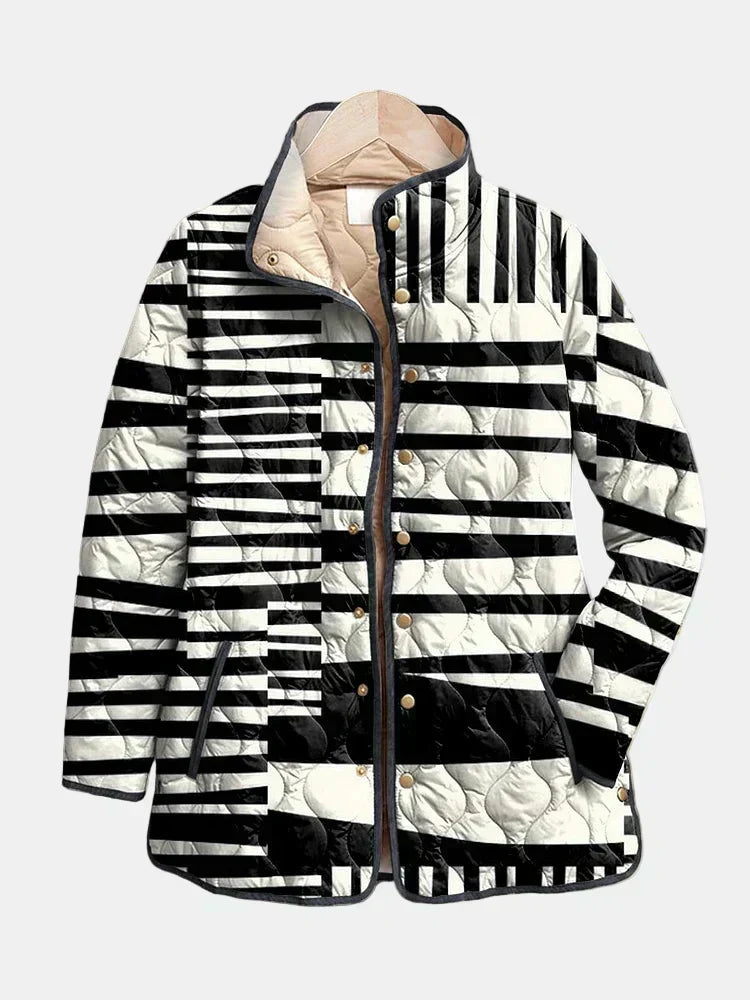 Moxanne™ | Black and White Abstract Quilted Jacket